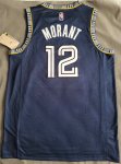 NBA 12 Morant Grizzlies 75th anniversary Maillot bleu imprimé